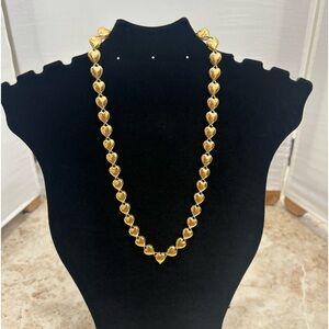 Vintage Trifari TM Shiny Gold tone Heart Link Necklace